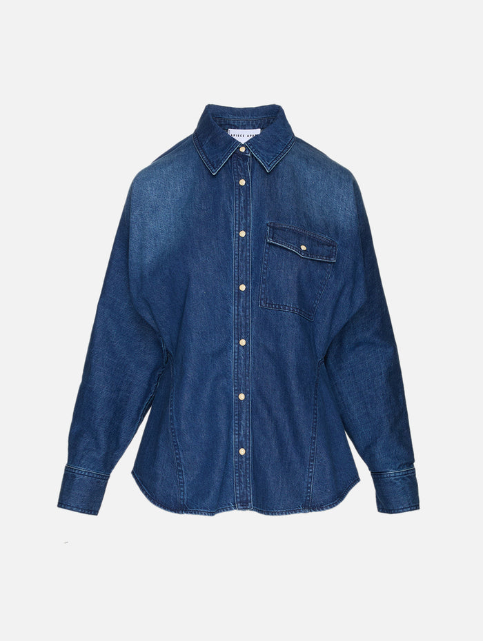Anni Denim Button Up Top,APIECE APART,BLUEY,Image 1