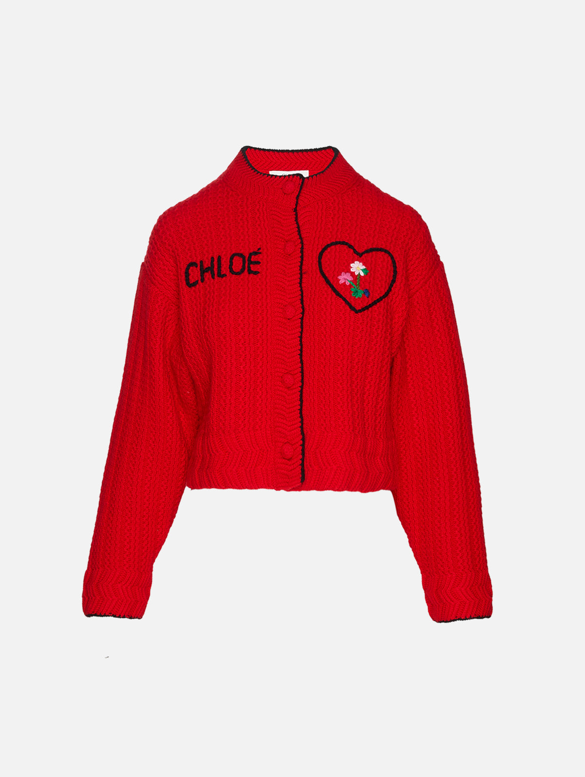 Knit Cardigan,CHLOÉ,TULIP RED,Image 2