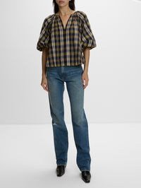Nele Lantern Sleeve Top,APIECE APART,BASKET WEAVE,Image 2