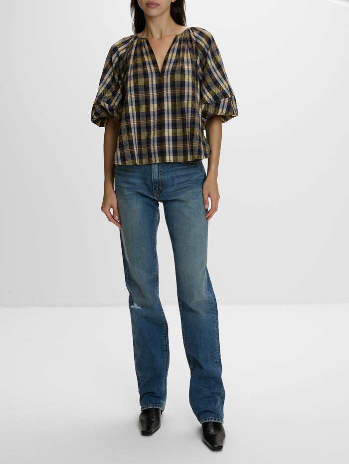 Nele Lantern Sleeve Top,APIECE APART,BASKET WEAVE,Image 1