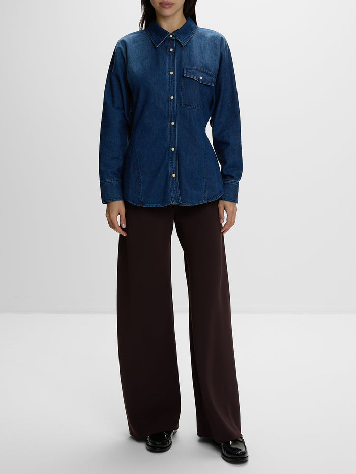 Anni Denim Button Up Top,APIECE APART,BLUEY,Image 1