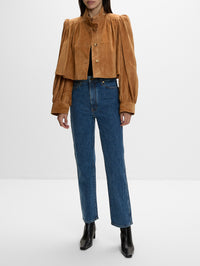 Suede Jacket,CHLOÉ,CREAMY BROWN,Image 2