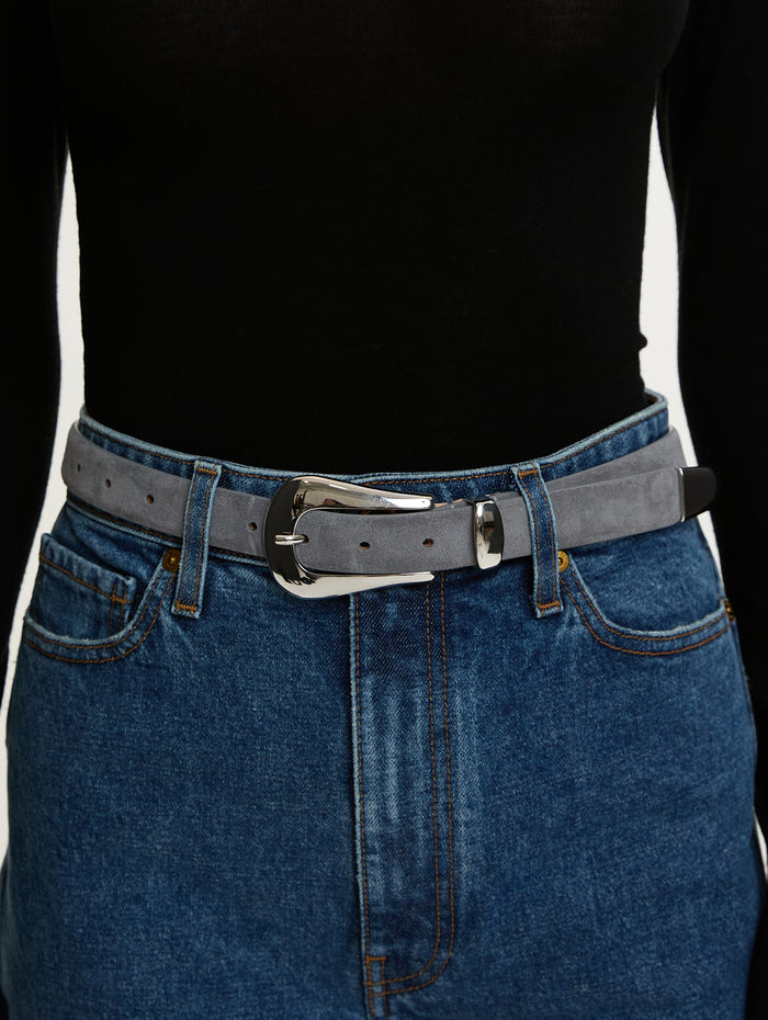Colette Suede Belt,DEHANCHE,FOG SUEDE SILVER,Image 1