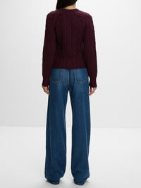 Cable Sculpted Cardigan,GUEST IN RESIDENCE,FIG,Image 3