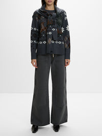Isle Crew Neck Sweater,MONSE,DARK CHARCOAL MULTI,Image 2