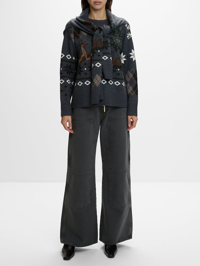 Isle Crew Neck Sweater,MONSE,DARK CHARCOAL MULTI,Image 2
