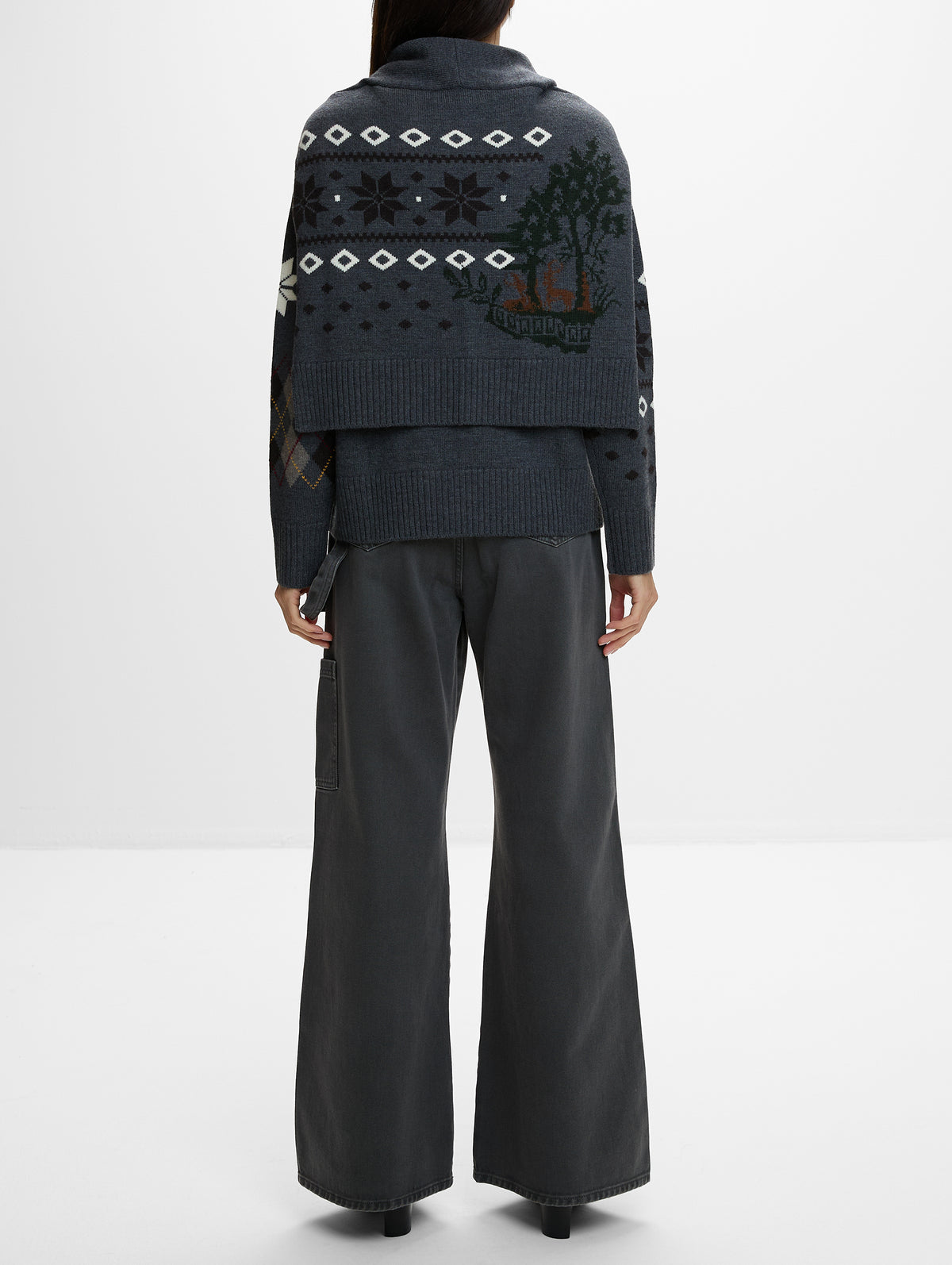 Isle Crew Neck Sweater,MONSE,DARK CHARCOAL MULTI,Image 3