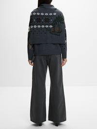 Isle Crew Neck Sweater,MONSE,DARK CHARCOAL MULTI,Image 3