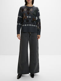 Isle Crew Neck Sweater,MONSE,DARK CHARCOAL MULTI,Image 4
