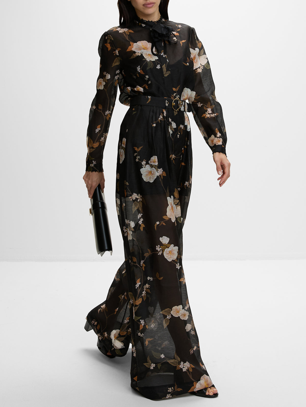 Ascent Pleat Pant,ZIMMERMANN,BLACK ROSE MALLOW,Image 3