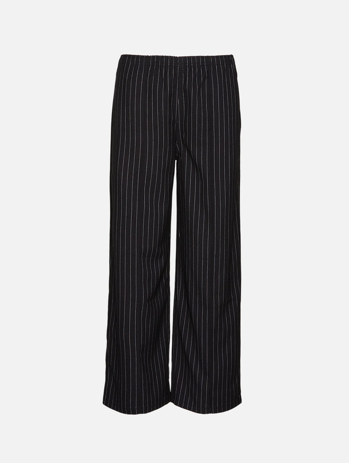 Tracksuit Pintuck Pant,THE GREAT,BLACK CREAM PINSTRIPE,Image 1