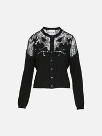 Talia Lace Cardigan,ULLA JOHNSON,NOIR,Image 1