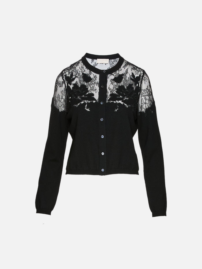 Talia Lace Cardigan,ULLA JOHNSON,NOIR,Image 1