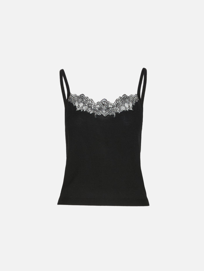 Elena Lace Cami Top,ULLA JOHNSON,NOIR,Image 1