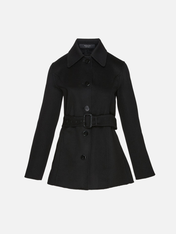 GG Double Coat,GUCCI,BLACK,Image 1