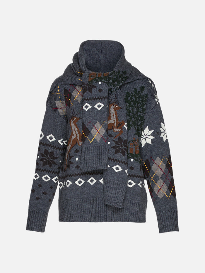 Isle Crew Neck Sweater,MONSE,DARK CHARCOAL MULTI,Image 1