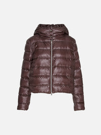 Shiny Nylon Bomber Coat,HERNO,BROWN,Image 1