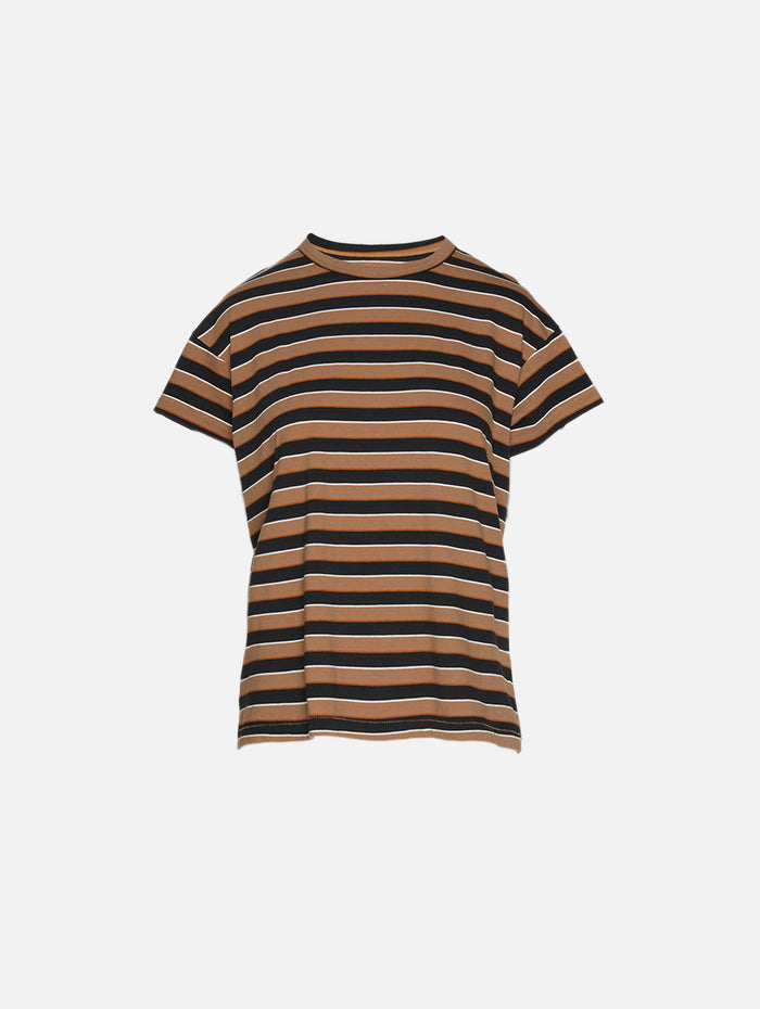 Boxy Crew Tee,THE GREAT,CIGAR STRIPE,Image 1