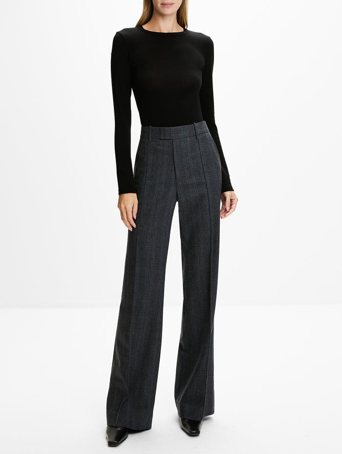 Etoile Pant,NILI LOTAN,GREY BLUE CHECK,Image 1