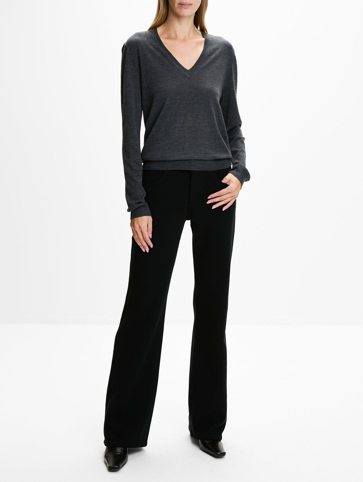 V Neck Sweater,6397,GRAPHITE,Image 2