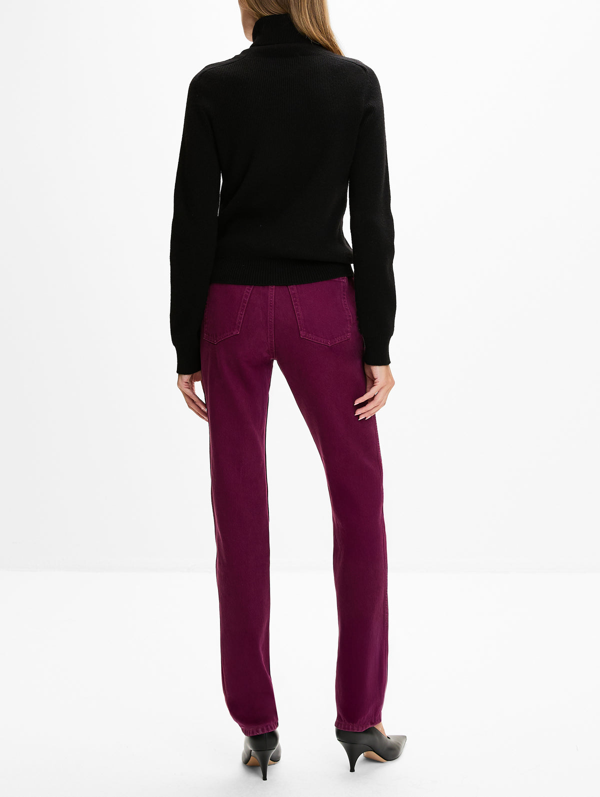Denim Trouser Pant,CHLOÉ,MAGENTA,Image 3