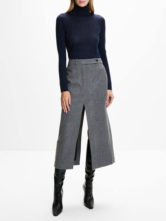 Tailored Pencil Skirt,CO,GREY MELANGE,Image 1