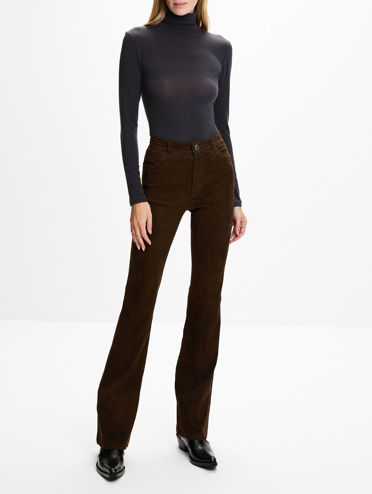 Jade Long Sleeve Turtleneck,ELYSEWALKER LABEL,CHARCOAL,Image 2