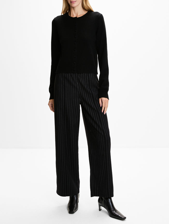 Tracksuit Pintuck Pant,THE GREAT,BLACK CREAM PINSTRIPE,Image 1