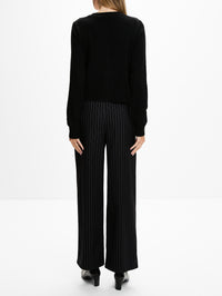 Tracksuit Pintuck Pant,THE GREAT,BLACK CREAM PINSTRIPE,Image 4