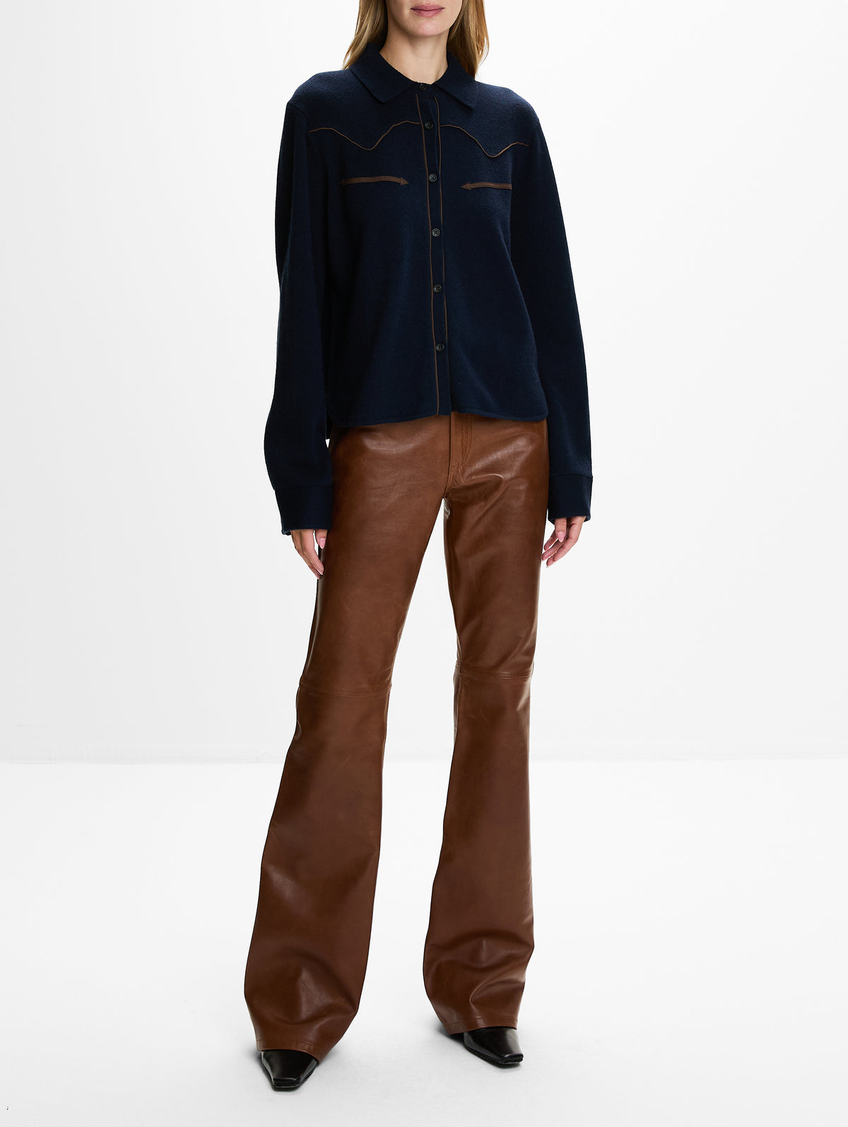 Cropped Western Shirt,GUEST IN RESIDENCE,MIDNIGHT,Image 2