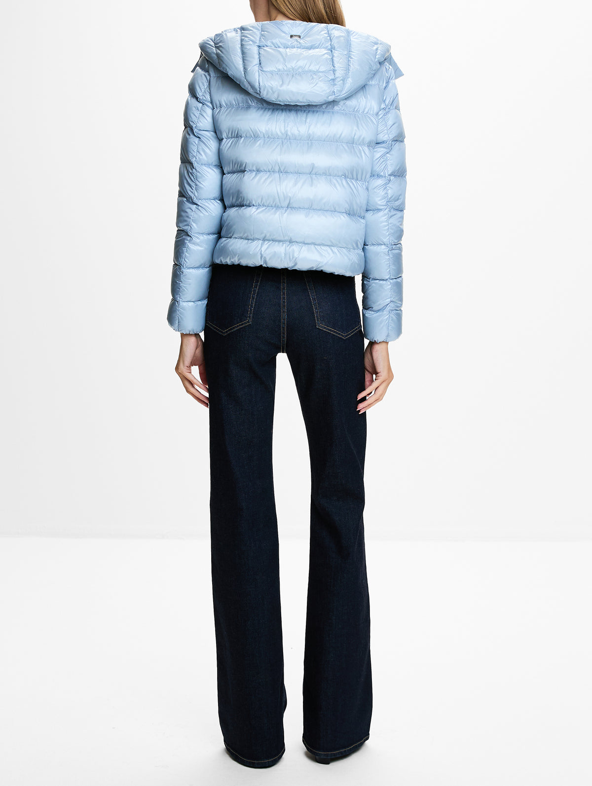 Shiny Nylon Bomber Coat,HERNO,SKY BLUE,Image 3
