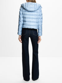 Shiny Nylon Bomber Coat,HERNO,SKY BLUE,Image 3