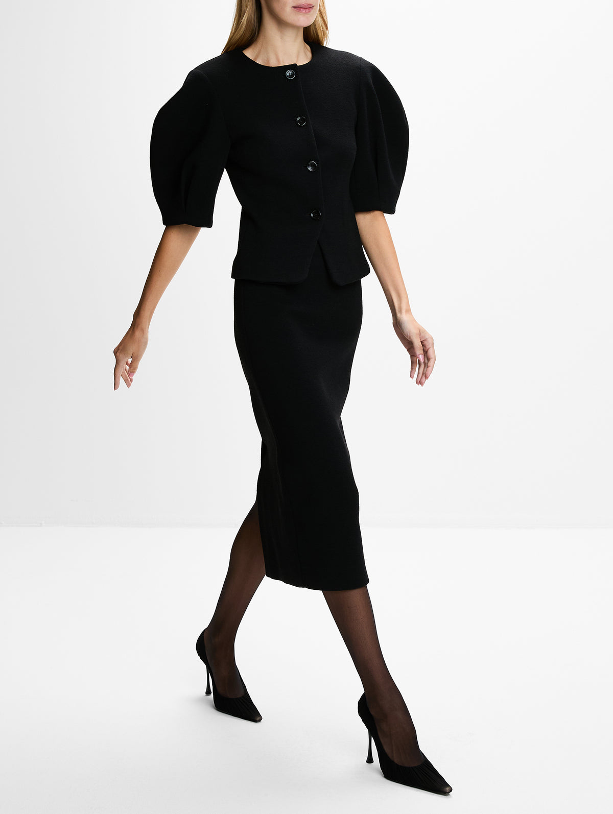 Jersey Skirt,MAX MARA,BLACK,Image 3