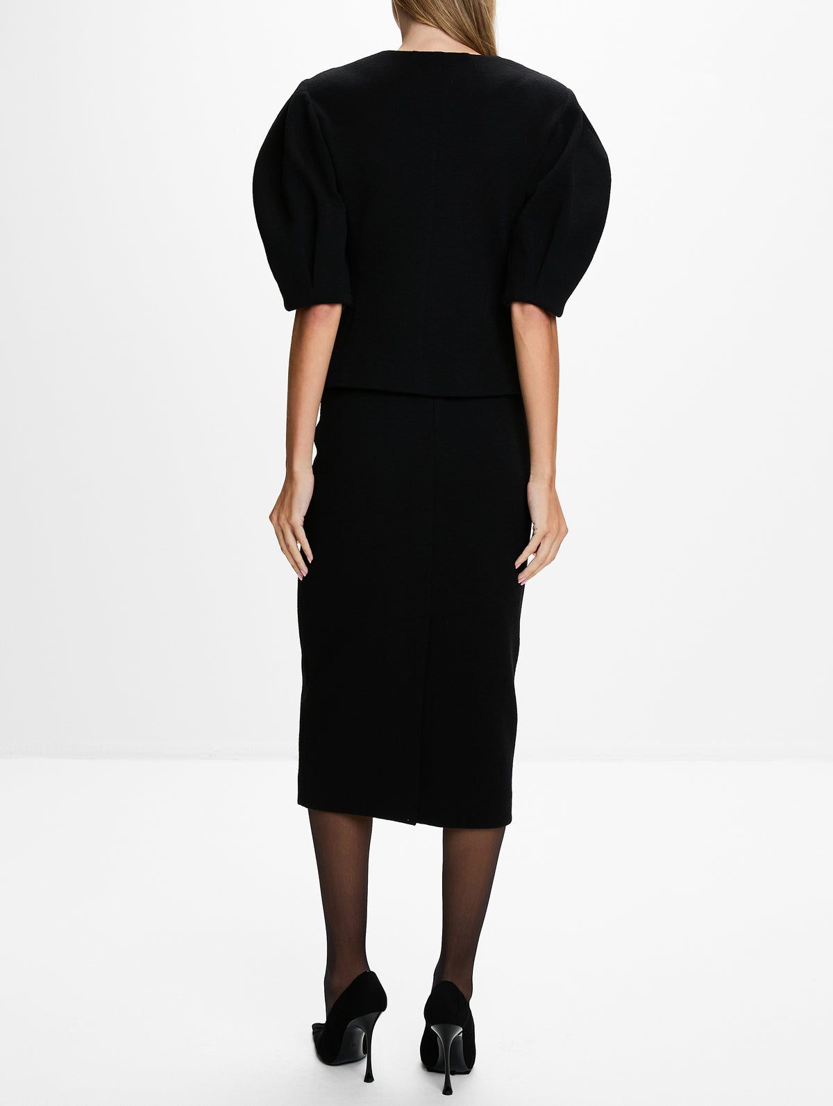 Jersey Skirt,MAX MARA,BLACK,Image 4
