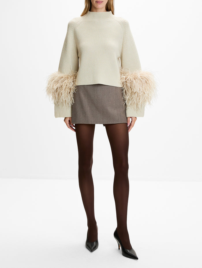 Merino Mock Neck Sweater,LAPOINTE,SAND,Image 1