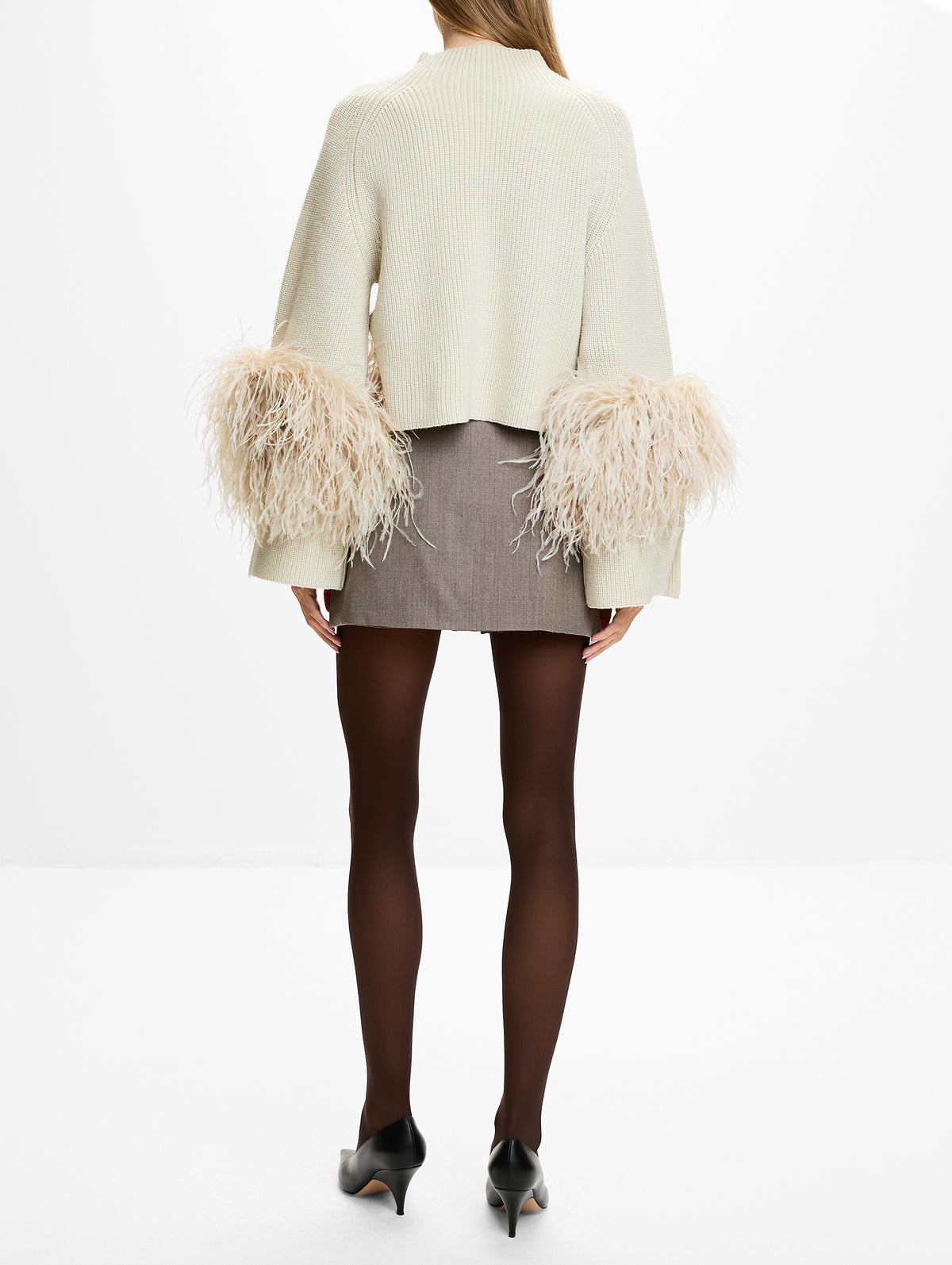 Merino Mock Neck Sweater,LAPOINTE,SAND,Image 3