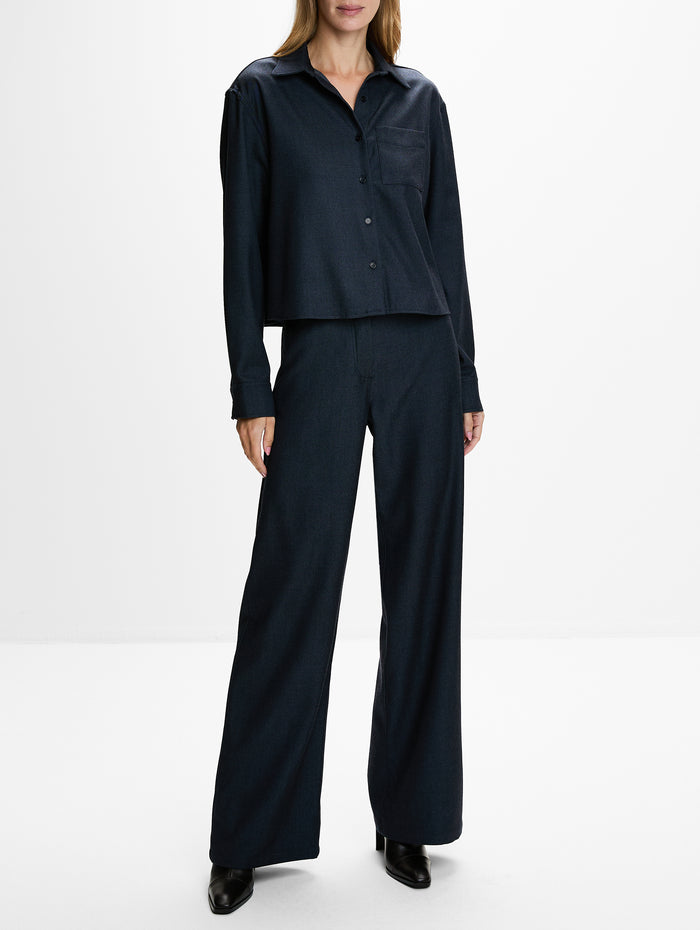 Crop Shirt,ORIANE 1986,DARK NAVY,Image 1