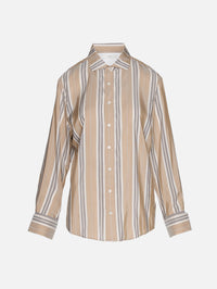 Standing Collar Shirt,CO,KHAKI STRIPE,Image 1
