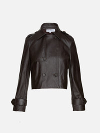 Cropped Leather Trench,SUSAN BENDER,ESPRESSO,Image 2