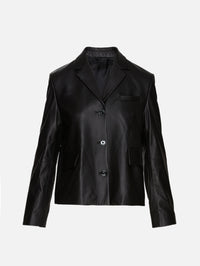 Short Leather Blazer,TOTÉME,BLACK,Image 2