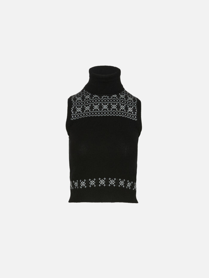 Fairisle Cashmere Turtleneck Sweater,THOM BROWNE,BLACK,Image 1