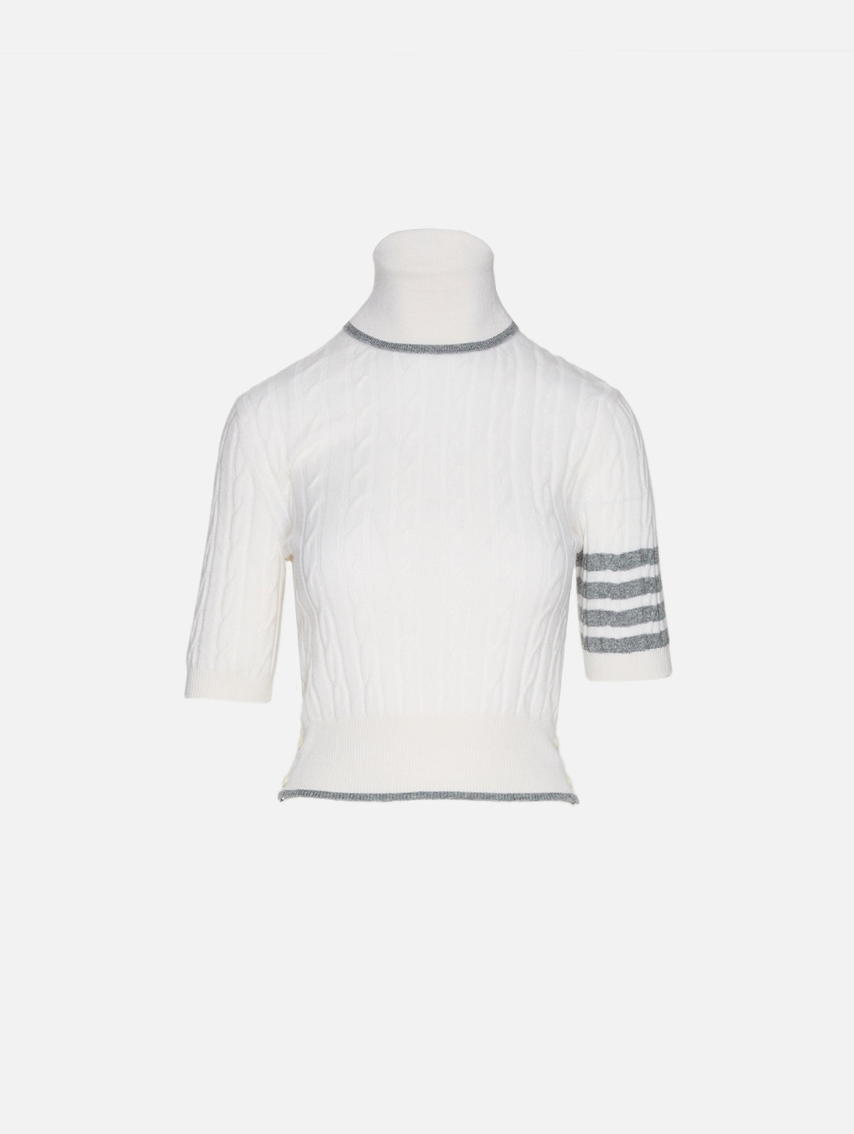 Cashmere Turtleneck Sweater,THOM BROWNE,WHITE,Image 2