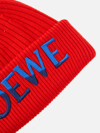 Loewe Beanie,LOEWE,RED BLUE,Image 2