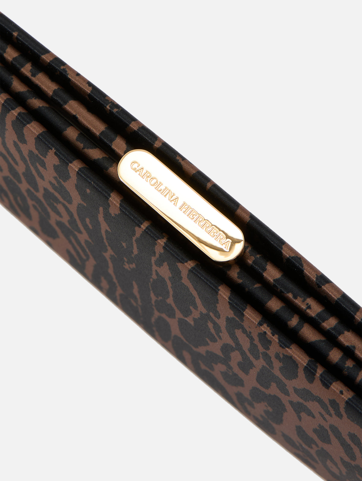 Pats Leopard Satin Clutch,CAROLINA HERRERA,BROWN BLACK,Image 3