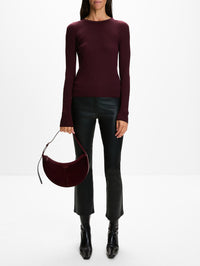 Lune Haircalf Bag,ALAIA,ROUGE GRENADA,Image 2