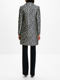 Printed Coat,CAROLINA HERRERA,BLACK/IVORY,Image 3