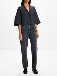 Short Wool Cardigan,HOUSE OF DAGMAR,ANTRACITE GREY,Image 2