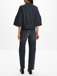 Short Wool Cardigan,HOUSE OF DAGMAR,ANTRACITE GREY,Image 3