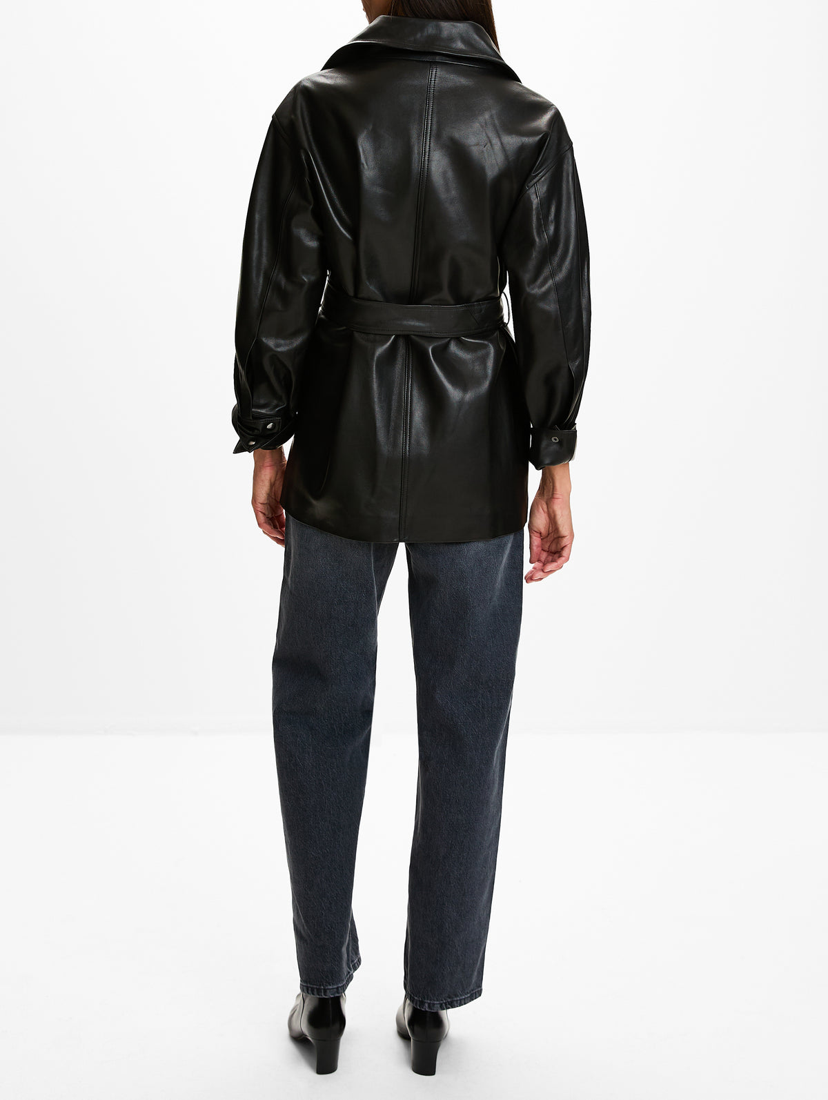 Ellis Leather Jacket,HEIRLOME,BLACK,Image 3