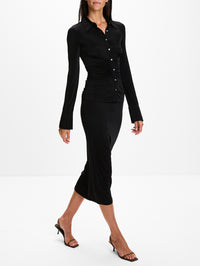 Elsa Midi Skirt,ÉTERNE,BLACK,Image 3